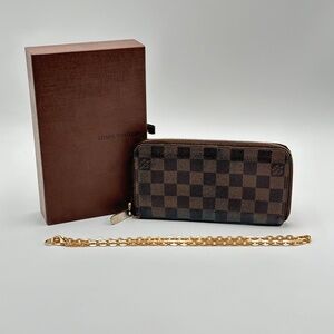 Authentic Louis Vuitton Damier Ebene Full Zip Wallet Crossbody